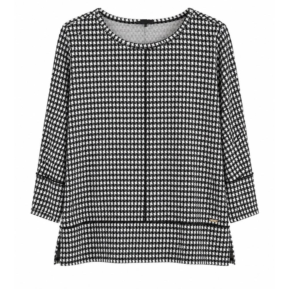 NWT Jones New York Houndstooth Tunic Top Medium Black White MSRP $69
